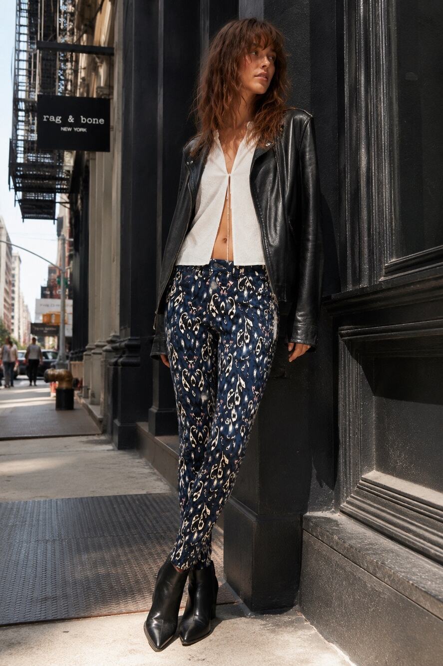 Rag & Bone Womens Printed Ikat Pattern 5 Pocket Corduroy Skinny Pants Size 25